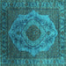 Square Oriental Turquoise Industrial Rug, urb2147turq