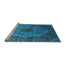 Sideview of Machine Washable Oriental Light Blue Industrial Rug, wshurb2147lblu