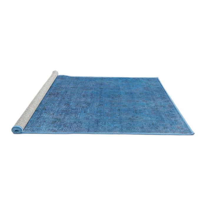 Sideview of Machine Washable Industrial Modern Blue Rug, wshurb2148