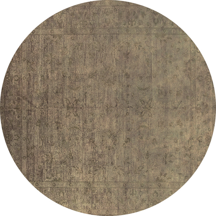 Round Oriental Brown Industrial Rug, urb2148brn