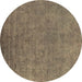 Round Oriental Brown Industrial Rug, urb2148brn