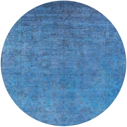 Round Machine Washable Industrial Modern Blue Rug, wshurb2148