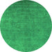 Round Oriental Green Industrial Rug, urb2148grn