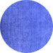 Round Oriental Blue Industrial Rug, urb2148blu