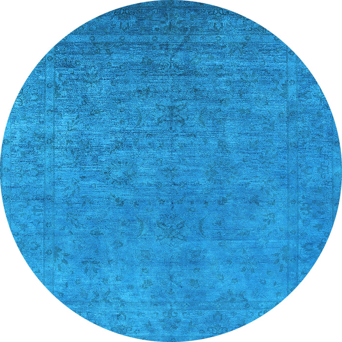 Round Oriental Light Blue Industrial Rug, urb2148lblu