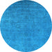 Round Oriental Light Blue Industrial Rug, urb2148lblu