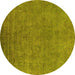 Round Oriental Yellow Industrial Rug, urb2148yw