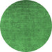 Round Oriental Emerald Green Industrial Rug, urb2148emgrn