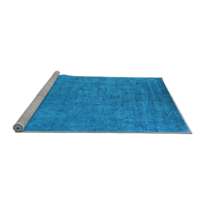 Sideview of Machine Washable Oriental Light Blue Industrial Rug, wshurb2148lblu