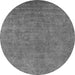 Round Oriental Gray Industrial Rug, urb2148gry