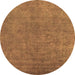 Round Machine Washable Oriental Orange Industrial Area Rugs, wshurb2148org