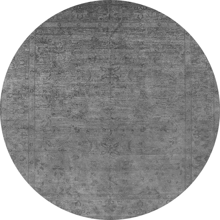 Round Machine Washable Oriental Gray Industrial Rug, wshurb2148gry