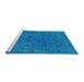 Sideview of Machine Washable Industrial Modern Deep Sky Blue Rug, wshurb2149