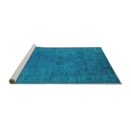 Sideview of Machine Washable Oriental Turquoise Industrial Area Rugs, wshurb2149turq