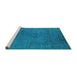 Sideview of Machine Washable Oriental Turquoise Industrial Area Rugs, wshurb2149turq