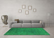 Machine Washable Oriental Green Industrial Area Rugs in a Living Room,, wshurb2149grn