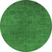 Round Oriental Emerald Green Industrial Rug, urb2149emgrn