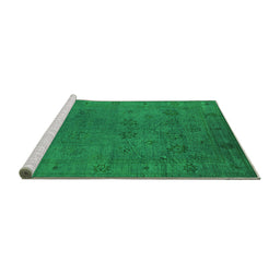Sideview of Machine Washable Oriental Green Industrial Area Rugs, wshurb2149grn