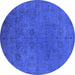 Round Oriental Blue Industrial Rug, urb2149blu