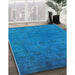 Machine Washable Industrial Modern Deep Sky Blue Rug in a Family Room, wshurb2149