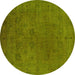 Round Oriental Yellow Industrial Rug, urb2149yw