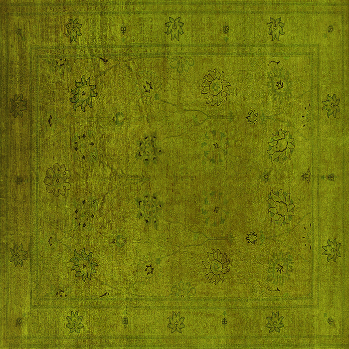 Square Machine Washable Oriental Yellow Industrial Rug, wshurb2149yw