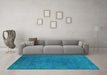 Machine Washable Oriental Turquoise Industrial Area Rugs in a Living Room,, wshurb2149turq