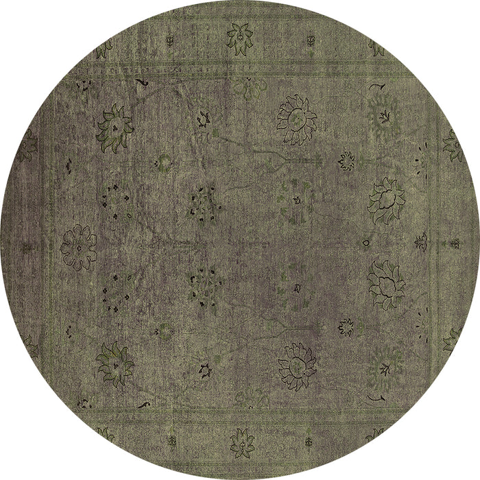 Round Oriental Brown Industrial Rug, urb2149brn