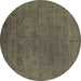 Round Oriental Brown Industrial Rug, urb2149brn