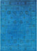 Machine Washable Industrial Modern Deep Sky Blue Rug, wshurb2149