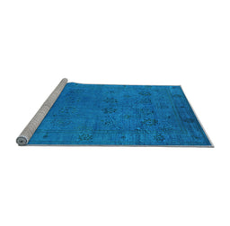 Sideview of Machine Washable Oriental Light Blue Industrial Rug, wshurb2149lblu