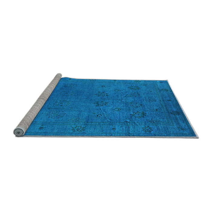 Sideview of Machine Washable Oriental Light Blue Industrial Rug, wshurb2149lblu