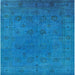 Square Machine Washable Industrial Modern Deep Sky Blue Rug, wshurb2149