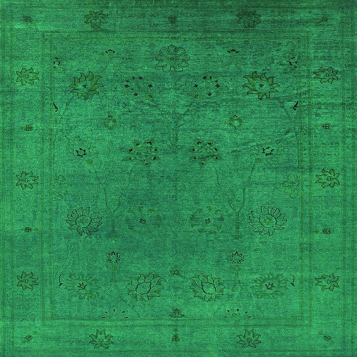 Square Machine Washable Oriental Green Industrial Area Rugs, wshurb2149grn