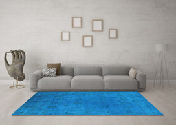 Machine Washable Oriental Light Blue Industrial Rug in a Living Room, wshurb2149lblu