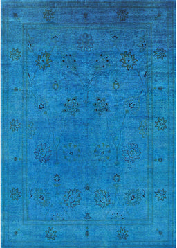 Mid-Century Modern Deep Sky Blue Oriental Rug, urb2149