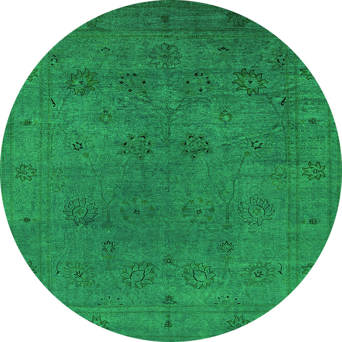 Round Oriental Green Industrial Rug, urb2149grn