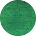 Round Oriental Green Industrial Rug, urb2149grn