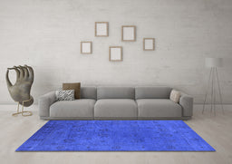 Machine Washable Oriental Blue Industrial Rug in a Living Room, wshurb2149blu
