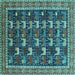 Square Oriental Turquoise Industrial Rug, urb2150turq