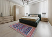 Mid-Century Modern Plum Purple Oriental Rug in a Bedroom, urb2150