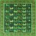 Square Machine Washable Oriental Green Industrial Area Rugs, wshurb2150grn