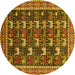 Round Oriental Yellow Industrial Rug, urb2150yw