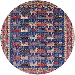 Round Machine Washable Industrial Modern Plum Purple Rug, wshurb2150