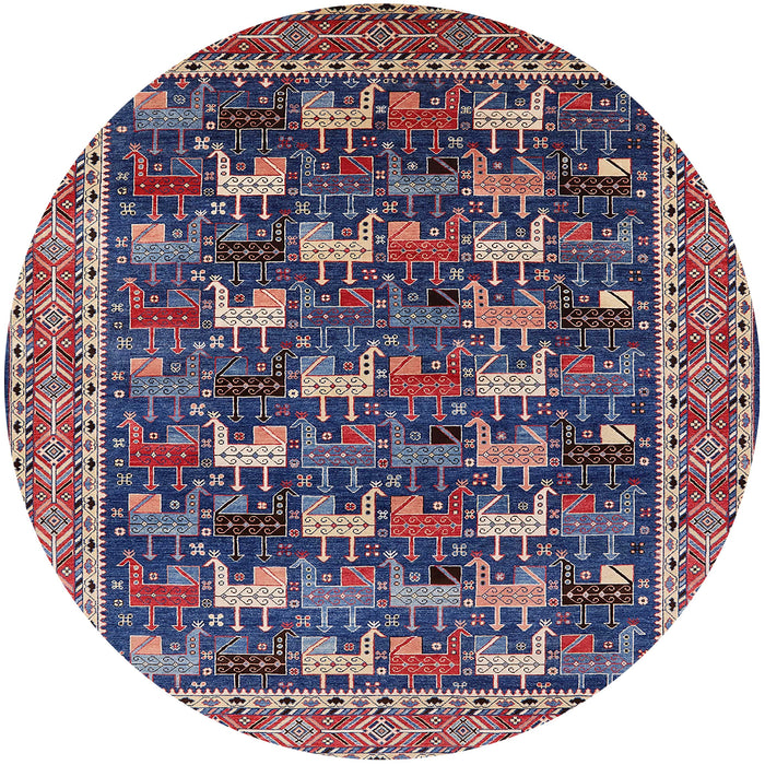 Round Machine Washable Industrial Modern Plum Purple Rug, wshurb2150