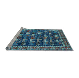 Sideview of Machine Washable Oriental Light Blue Industrial Rug, wshurb2150lblu