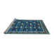 Sideview of Machine Washable Oriental Light Blue Industrial Rug, wshurb2150lblu