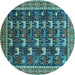 Round Oriental Turquoise Industrial Rug, urb2150turq