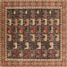 Square Machine Washable Oriental Brown Industrial Rug, wshurb2150brn