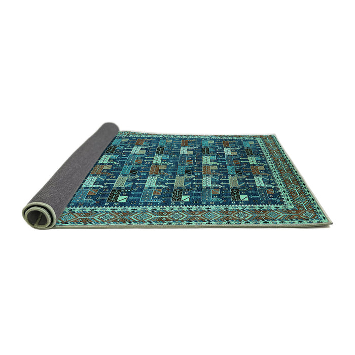 Sideview of Oriental Turquoise Industrial Rug, urb2150turq